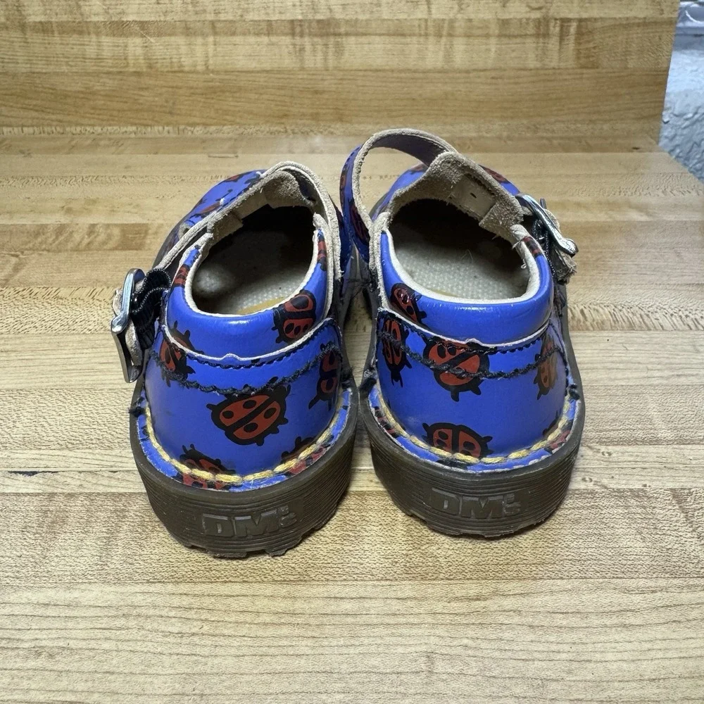 Vintage Dr. Martens Ladybug Shoe England Rare Kids Youth Size 8 Blue Red